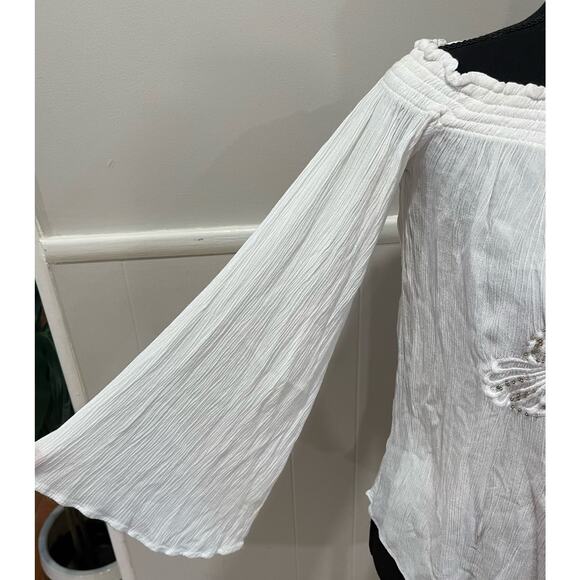 Lilly Pulitzer Women’s White Off The Shoulder Beaded Embellished Top Size XS - Picture 5 of 6